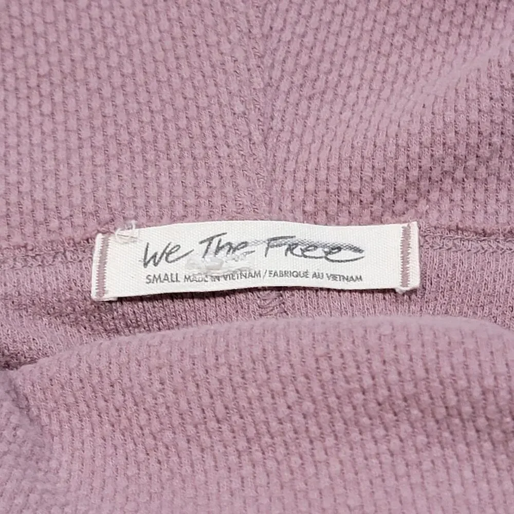 Free People Size Small Oversized Mauve Pink Sweatshirt Thermal Relaxed Cowl Neck